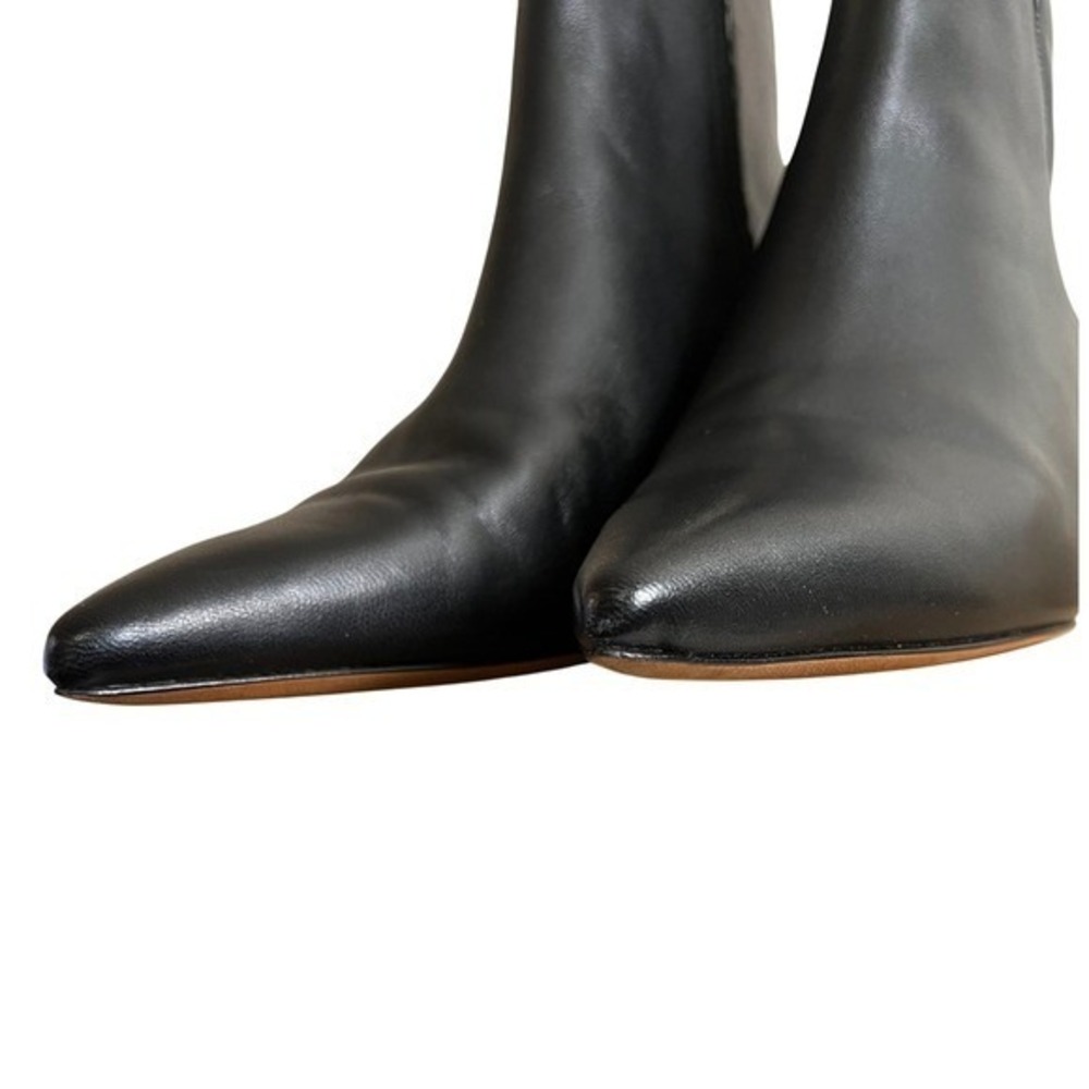 Vince Billy Black Leather Pointed Toe Kitten Heel Boots Women EU 40.5 US 9.5 - Picture 6 of 7